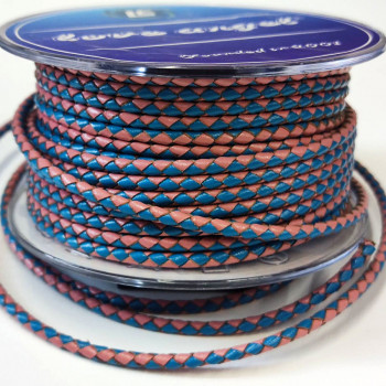Шнур кожаный круглого сечения 3 мм плетеный Двухцветный LC